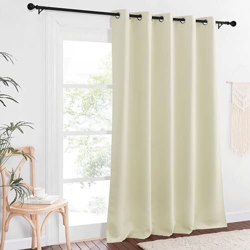 NICETOWN Blackout Living Room Curtain 102 inch Length - Grommet Thermal Insulated Cold & Heat Blocking Window Treatment Sound Reducing Drape for Bedroom (Beige, 1 Piece, W66 x L102)