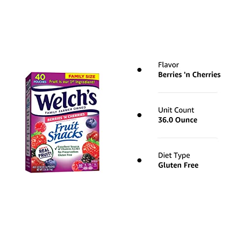 Welch's Berries 'n Cherries, 0.9 Oz, 40 Ct