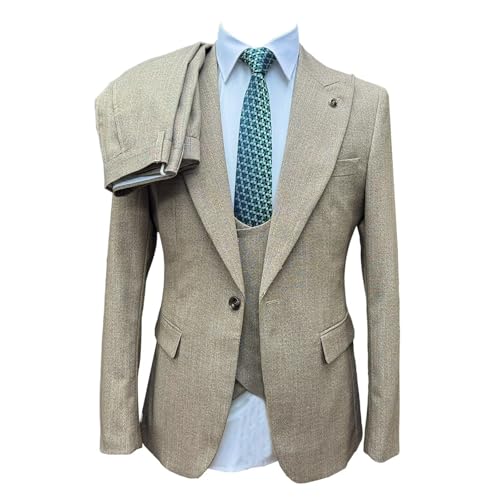 Men's Suits Slim Fit 3 Piece Set Formal Tuxedo Suit 1 Button Solid Jacket Blazer Pants for Wedding Prom Business