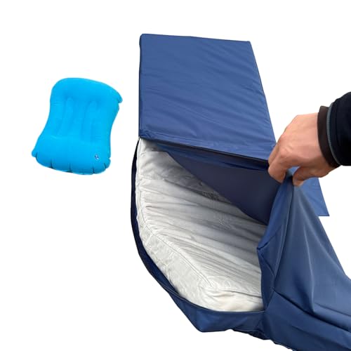 Replacement Covers for Outdoor Chaise Lounge Cushions 80 x 26 x 3 Inch Patio Lounge Chair Cushion CoversWaterproof Fade-Resistant with 2 Pockets & Inflatable Headrest (Cover Only) Navy blue