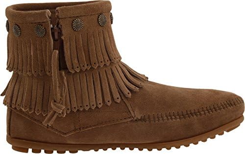 Minnetonka Women's Double Fringe Side Zip Boot,Taupe,7.5 M US | Image 2