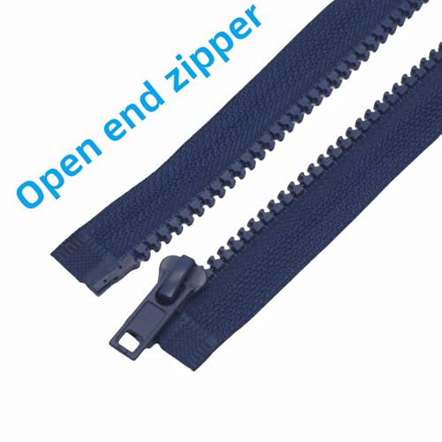 Image of MebuZip 2PCS #5 21 Inch Separating Jacket Zippers Resin Zipper Molded Plastic Zippers Bulk for Sewing Coat Jackets Clothes (Navy Blue)