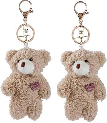 2 Pcs Brown Bear Keychain,Animals Bag Pendant, Bear Keychain,DIY Trinket Keyring Car Keychains Accessories