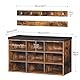 HOOBRO Garderobe Schuhregal Set, Schuhbank mit 9 Fächern, Schuhregal mit gepolsterter Sitzbank, Wandgarderobe mit 9 Haken, Schuhschrank für Flur, Eingangsbereich, Schlafzimmer, Vintagebraun EBF89HX01