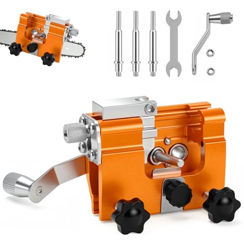 Kanroadi Klam Pero Chain Sharpener Chain Saw Sharpener Tool Chainsaw Sharpener Portable Hand Crank Chainsaw Chain Sharpener Set Portable Household Hardware Tool for Chain Sharpening