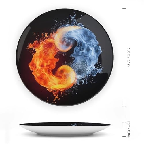 Plato decorativo Yin Yang Fire Water de cerámica 7 pulgadas miniatura 2