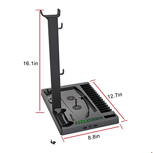 WormeKite Suporte vertical com suporte de fone de ouvido e base de ventilador de refrigeração para c