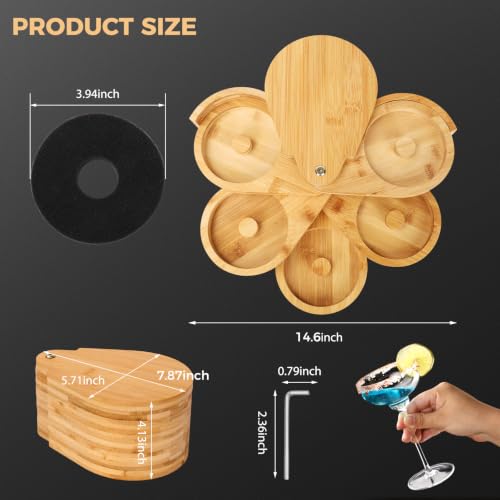 Margarita Salt Rimmer Set – Bamboo 5-Tier Rotating Tray, 10 Sponges, Sugar/Tajín by VMAWJ - Image 2