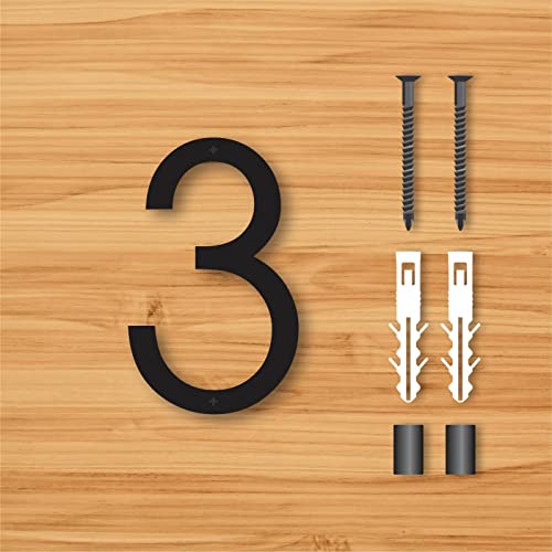 Kertzen 6" Acrylic Floating House Number, Modern House Numbers For Home, Mailbox, Street Outdoor Address Sign For Yard Street And Mailbox With Nail Kit Coated Black (Black 3) #TOP1