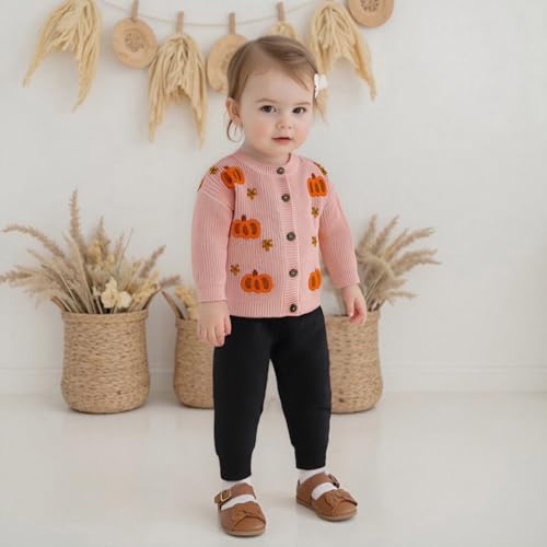 Toddler Girl Boy Halloween Sweater Long Sleeve Button Pumpkin Cardigan Cute Fall Winter Knitwear Jacket Warm Clothes2