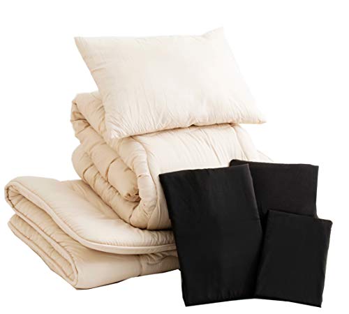 アイリスプラザ 布団セット 7点 セミダブル 抗菌 防臭 防カビ 洗えて清潔 軽量 来客用 お昼寝用 ブラック