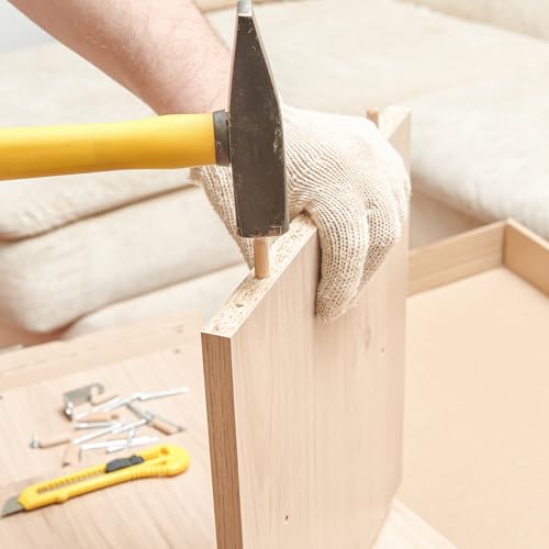 QUARKZMAN 90 Stk. Holzdübel 5x30mm(0,2x1,18) Gerillte abgeschrägte Enden Holz Dübelstifte Getrocknetes Hartholz für Holzbearbeitung Möbel Regal