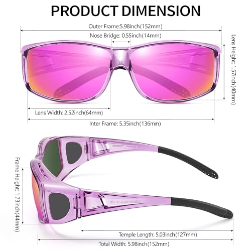 Image of URUMQI Polarized Sunglasses Fit Over Glasses for Men Women, Wraparound Sun Glasses UV400 Protection for Driving Fishing