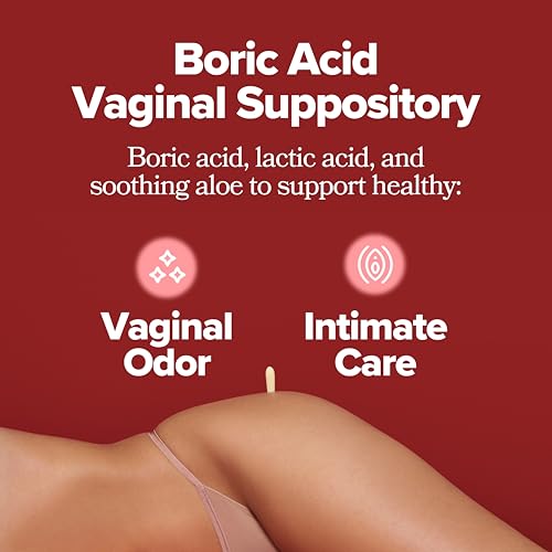 o positiv uro boric acid vaginal suppository  with lactic acid and aloe for fast relief and vaginal odor control  vegan free from parabens dyes and fragrances  12 count pack of 1