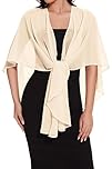 florynova Womens Chiffon Shrugs Shawls and Wrap for Evening Dress Wedding Sheer Cover Ups,Champagne