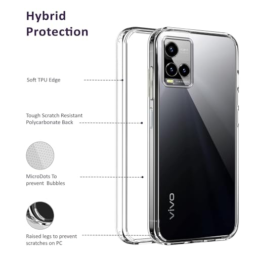 Image of Jkobi Back Case Cover for Vivo Y33s (Silicone Crystal Clear| Shockproof Bumpers | Transparent)