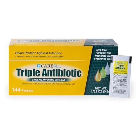 CareAll Triple Antibiotic Ointment (144 Pack), 0.9gr Foil Packet. First Aid Ointment That Prevents Infection in Minor Cuts, Scrapes, and Burns Cover
