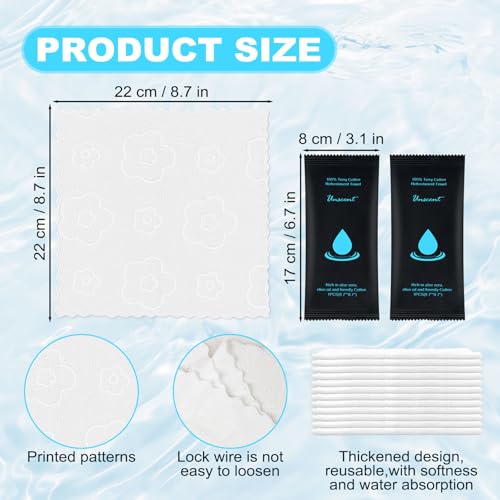 Moist Cotton Towel Bulk Moist Towelettes Individually Wrapped 8.7" x 8.7",White Towel Services,Refreshment Pre Moistened Towels for Travel Sport Party Spa Dentist (1 Count (Pack of 50), Unscented)
