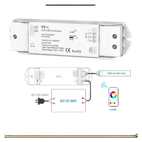 Variateur LED V3-L gradation 0-100% CCT RGB avec commande Push Dim - 3
