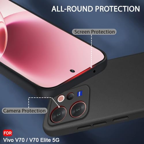 Image of TheGiftKart Sleek Back Cover Case for Vivo V70 / V70 Elite 5G | Slim Fit Protective Design | Ultra Matte Finish | Camera Protection Bump | Soft Silicon Back Cover Case (Silicone, Black)