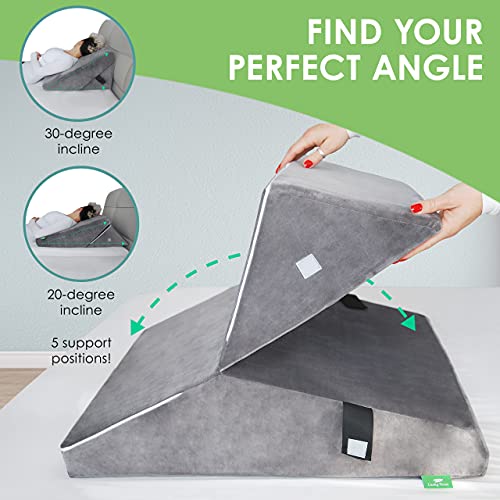 Cushy Form Wedge Pillows for Sleeping - Multipurpose Memory Foam Bed Support Rest & Knee Pillow for Back, Neck & Post-Surgery, Versatile Snoring Relief Back Pillow for Bed - Gray - Thumbnail 7