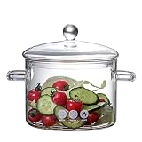 1.5L/50oz glass pot, clear pots for cooking, glass saucepan with cover, clear cooking pots, Heat-res