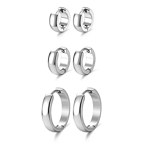 JewelrieShop Hoop Earrings Set Gold Surgical huggie Earrings, Hypoallergenic Huggie Ear Piercings Endless Huggie Hoop Earrings for Men Earrings (Gold, Black, Stainless Steel Hoop Earrings)