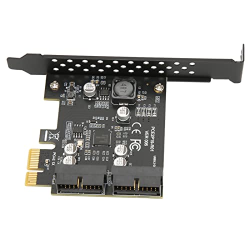 Karta Rozszerzająca PCIE do USB 3.2 - Szybka 5 Gb/S USB 3,2 Gen1 z Podwójnym Złączem 19pin, Wewnętrzna Karta Pionowa do Kompatybilności Kompatybilności, Czarna Płyta (Czarna tablica 19PIN)