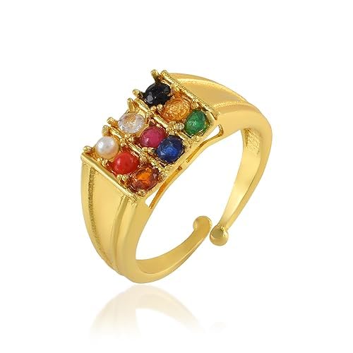 Nine planetry stones Navgrah finger ring Men Women 9Gems Stones Ring Wth Lab Certificate-image-36