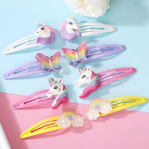 8 Piezas Pinzas de Mariposa Coloridas para Niñas, Clips Metálicos Arcoíris con Brillo, Accesorios de Pelo para Bebés, Niñas y Niños miniatura 2
