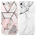 Produktbild KARELIFE 2 Stück Marmor Hülle für iPhone SE 2020 / iPhone 8 / iPhone 7 Hülle Silikon Grauweiß Matt und Glitzer Bling Rosegold Glänzend Schlan Weich Kratzfest Handyhülle Flexible TPU Dünn Schutzhülle