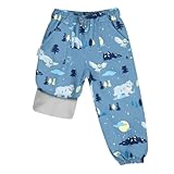 JAN & JUL Boys' Waterproof Fleece Lined Snow Pants, Windproof Rain Pants for Toddlers (Wolf and Bear, Size 2T)