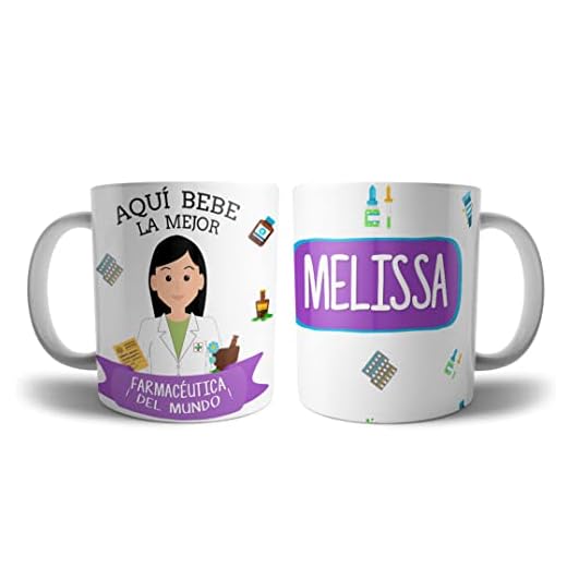 Kartoon Kase Taza Farmaceutica Original Personalizada con Nombre | Mejor del Mundo Taza Profesiones de Cafe Desayuno para Regalar (Farmaceutica)