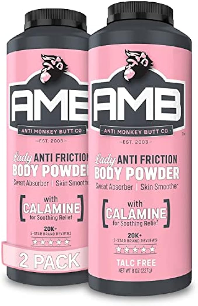 Anti Monkey Butt Body Powder for Women, Talc Free Anti Chafing and Sweat Absorbing Powder with Clamine, Hypoallergenic Formula, 8 oz (2 Pack)