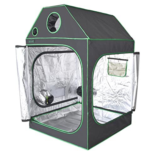 Green Hut 4X4 Grow Tent, 48"X48"X72" Roof Cube Plant Grow Tents With Observation Window And Floor Tray For Indoor Plant Growing Seedling #TOP1