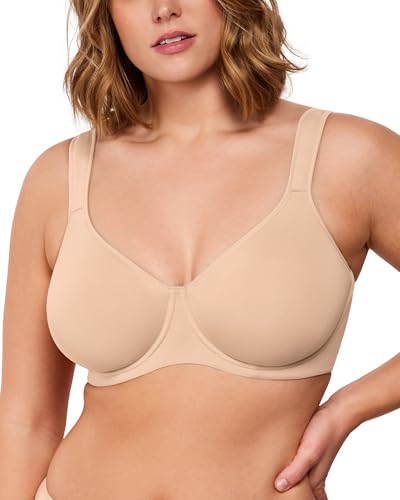 Image of HSIA Bras for Women Minimizer Full Coverage, Plus Size T Shirt Unlined Underwire Smooth Bra, Seamless Cups Joan Ultimate Soft