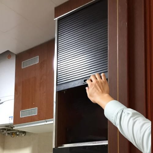 WLCGYD Tambour Door Kitchen Cabinet Kit Black, Commercial Roll Up Door Installation, Retractable Closet Doors with Track(18x40(45.7x101.6cm))