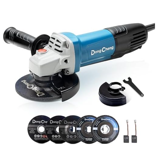 DongCheng Angle Grinder 4-1/2 inch 6.7-Amp Paddle Switch Cut off Tool 11800RPM Electric Grinder Power Tools with Cutting & Grinding Wheels, Flap Discs, Auxiliary Handle for Metal & Rust Removal