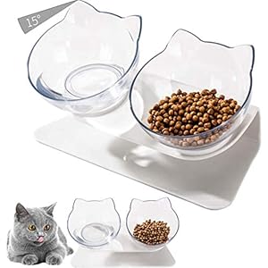 Futternäpfe Katzen Futter,15 ° Kippbare katzennäpfe Doppelter Futternäpfe Katzenfutter Transparente Katzenfutterschale Futternapf Katze Katzennäpfe für Katze Welpe Futter und Wasser