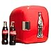 Coca-Cola CCU09 Heritage 12 Can Portable Cooler Warmer 7.9L (8.3 qt), DC Personal Fridge for Snacks Lunch Drinks Takeout, Includes 12V and AC Cords, for Home Office Dorm Travel, Red and Silver