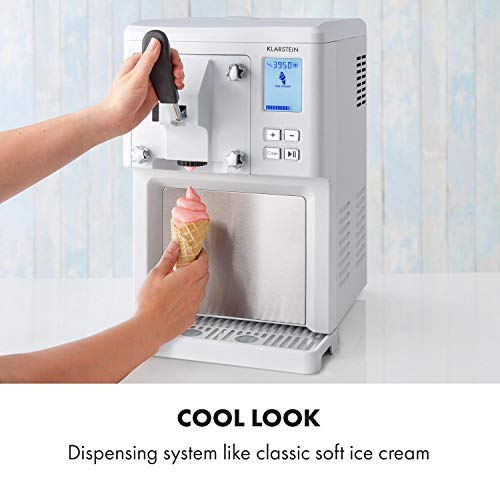 Klarstein Sweet Sundae - Eiscrememaschine, 1,5 Liter, mitselbstkühlendem Kompressor, 200 Watt, Ausgabesystem, 3 StundenAuto-Kühlhaltefunktion, Reinigungsautomatik, Edelstahl, weiß – Bild 4