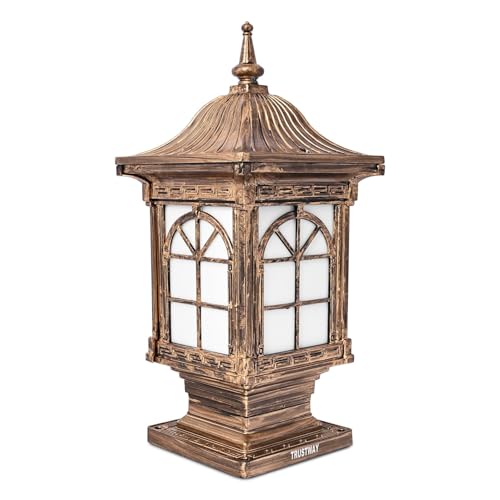 Image of GIGAWATTS 1266 Outdoor Gate Light - 101% Rust & Waterproof Die-Casting Aluminium Exterior Piller Lamp Base Mount for Garden, Boundary Walls & Home Entrances (B22 Holder, Bulb Not Included, Gold)
