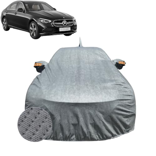 Image of Car Cover for Mercedes-Benz C Class (2022-2026) | 100% Waterproof Cover with Reflective Mirror Pockets | Dustproof, Scratchproof, Heatproof C Class Car Cover |Soft Cotton Lining| Grey