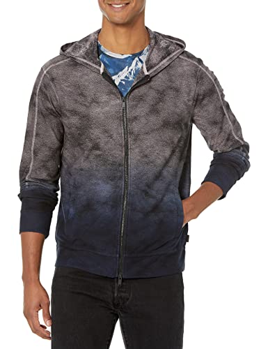 John Varvatos Men's Antone Ls Full Zip Hoody in Jacquard and Overdye