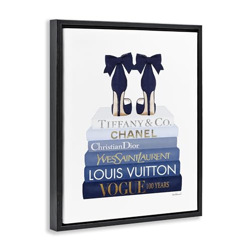 Image of Glam Heels Bookstack Fashion, 16 x 20 Inch Canvas in Floater Frame | Stupell Industries . By Amanda Greenwood . Ready to hang once unboxed . Chic gift for home decor . Made in USA