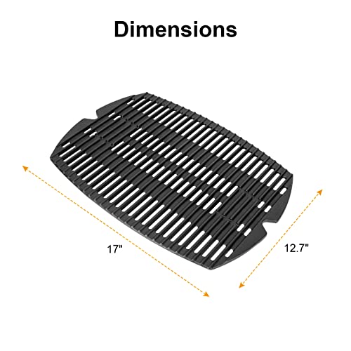 Image of 7582 7644 Grill Grates Replacement Parts for Weber Q100 Q120 Q1000 Q1200 Q1400 Gas Grills, 1 Pack Cast Iron Cooking Grid Grates for Weber Baby Q 51010001 50060001 51060001 51080001 51070001 51040001