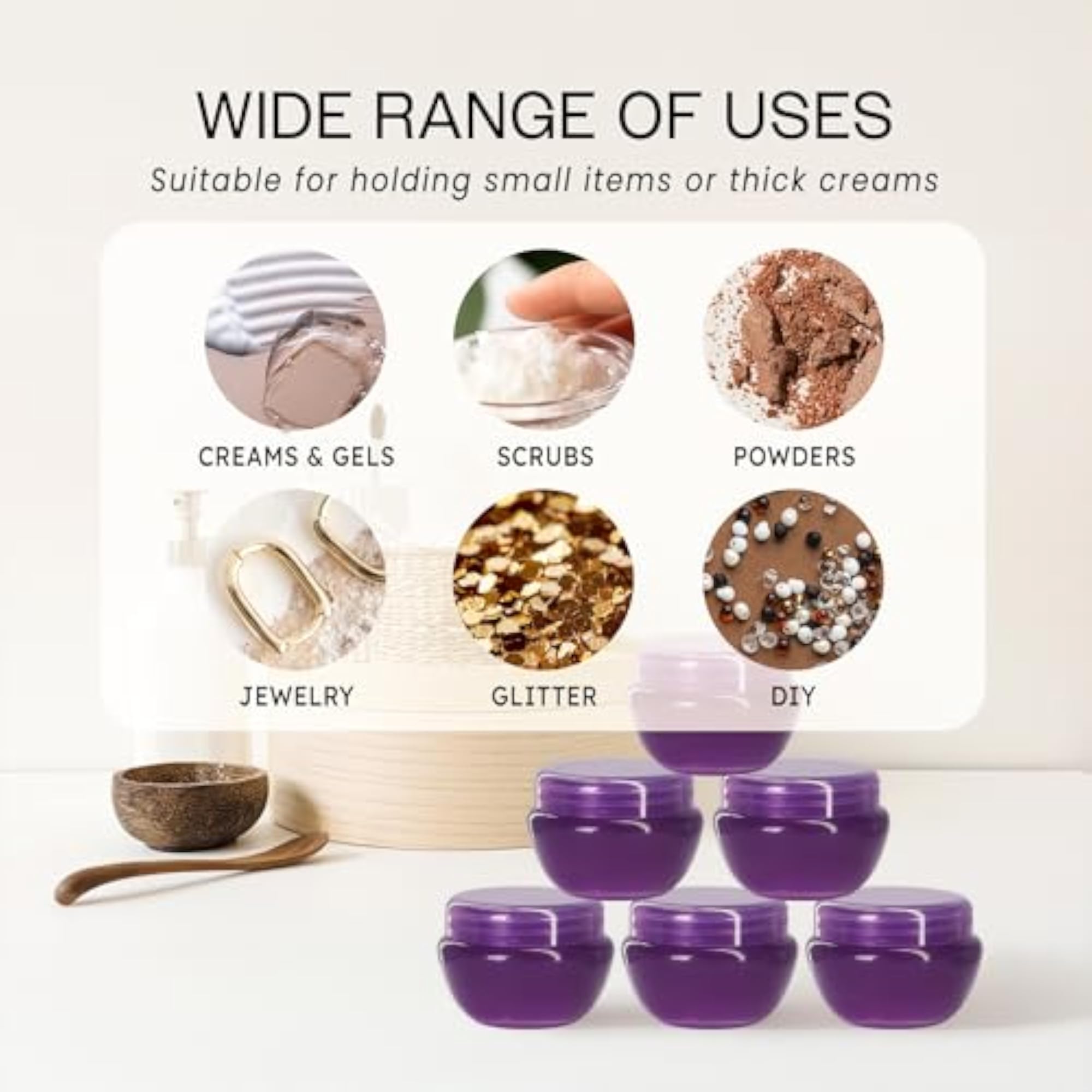 36 Pieces Purple Frosted Container Jars for Makeup and Creams