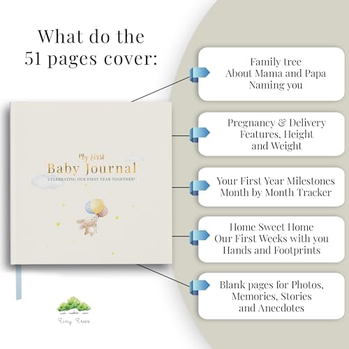 Tiny Trees® Baby Memory Book, Baby Keepsake Journal & Scrapbook Album, My First Year Diary for Boys & Girls - Image 2