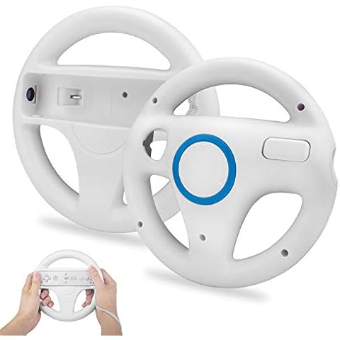 TechKen 2 STK Racing Lenkrad Wheel für Wii Fernbedienung Kompatibel mit Wii Kart,Racing Wheel für Wii Controller Kunststoff Game Lenkrad Cover