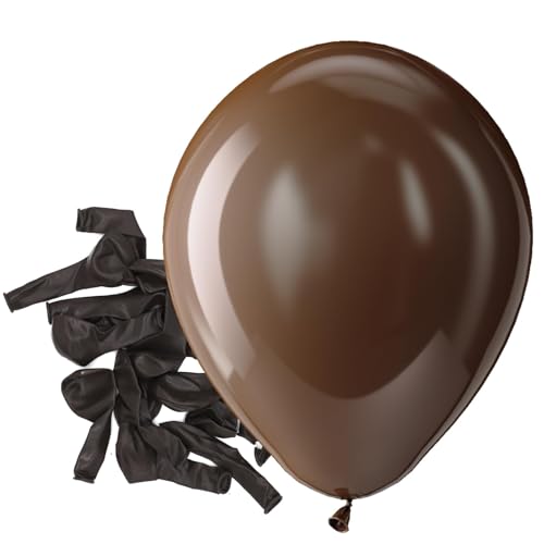 Image of Bezente Brown Latex Matte Party Balloons 150 Pack 5 inch Small | Helium Dark Brown Balloons for Thanksgiving Birthday Graduation Anniversary Party Decorations